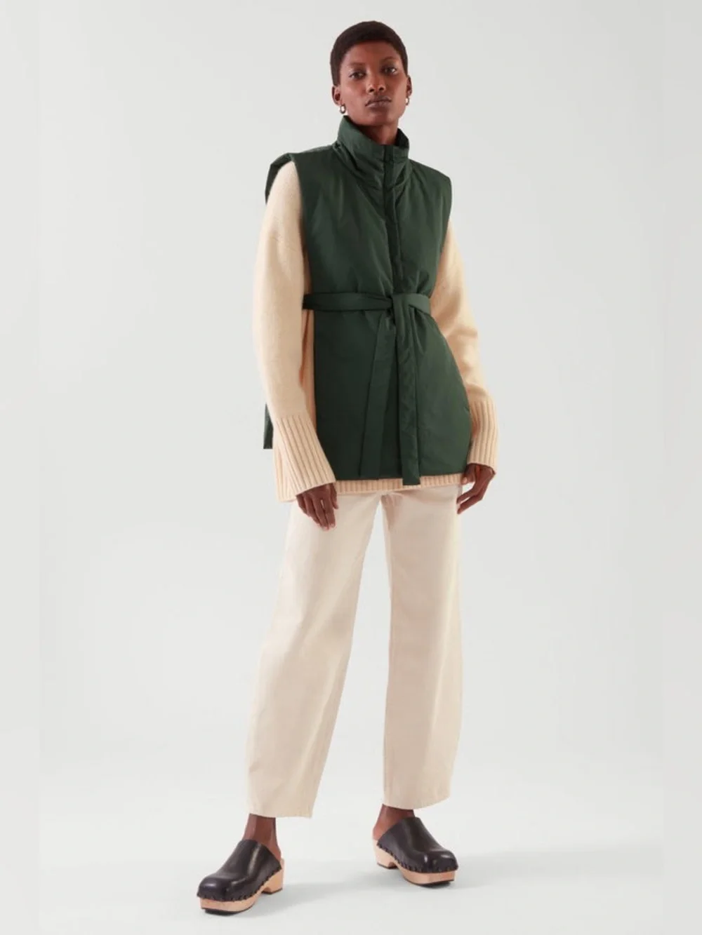 dark green COS high-neck padded vest